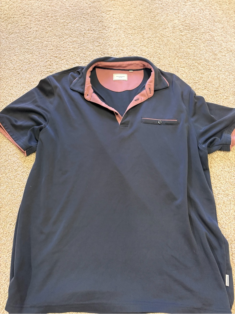 7 Diamonds Navy Polo with Rust Accent